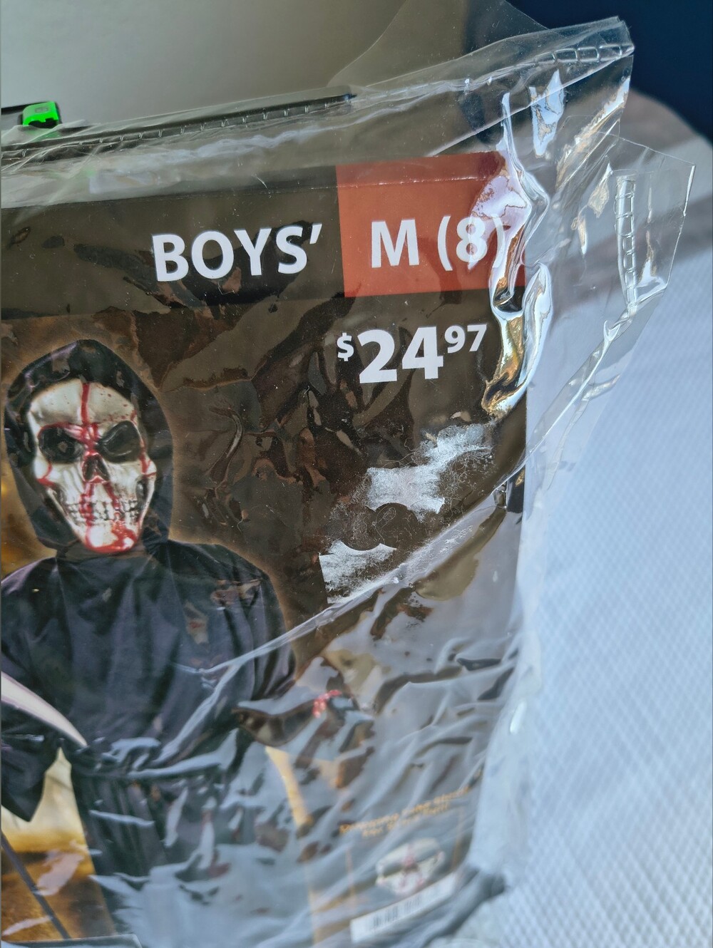 Kids Grim Reaper Halloween Costume Black Robe Skull Mask Hooded .